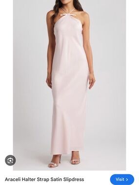 Wayf Araceli Halter Satin Slipdress in Pale Blush